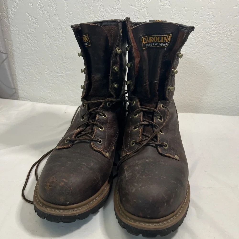 Carolina 1821 Mens 10M Brown Leather Steel Toe Logger 8